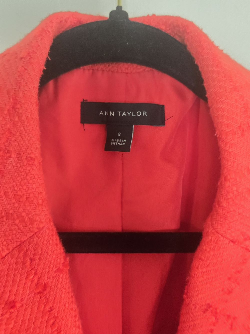 Ann Taylor Textured Plaid Double Breasted Blazer Orange Career Jacket 8 - Picture 4 of 11